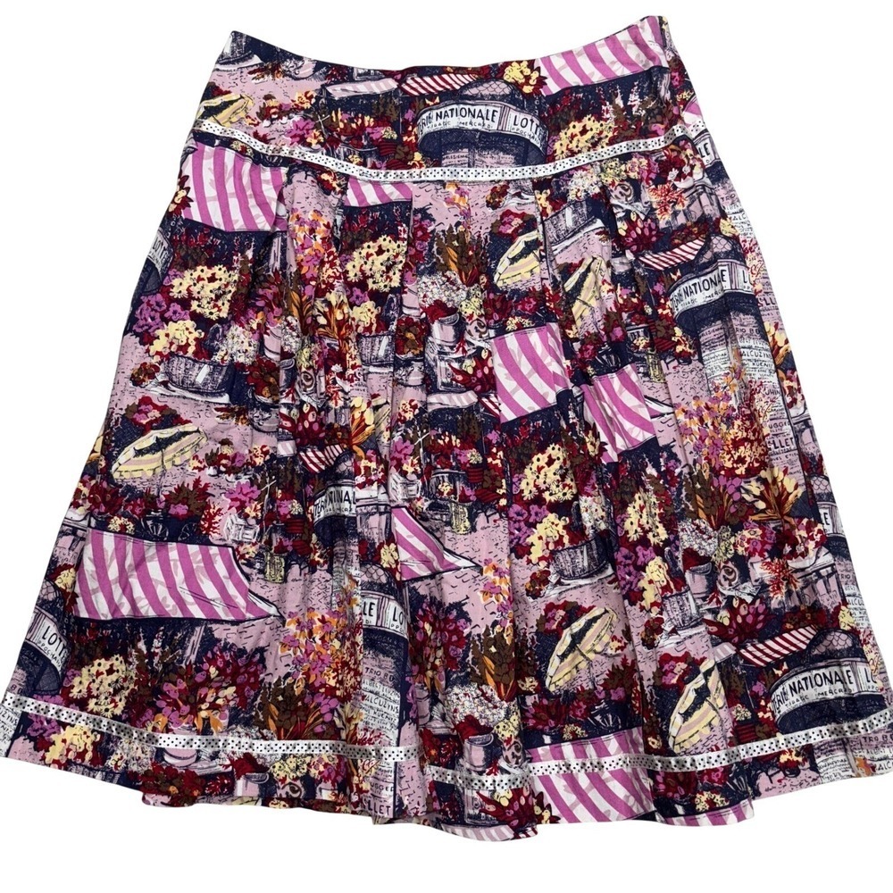 Autograph Pleated Skirt Womens 6 Novelty Print Eclectic Boho
